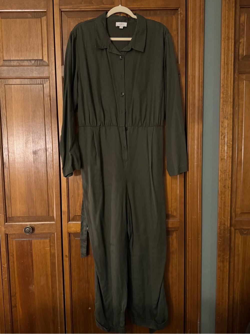 LOFT Olive Utility Jumpsuit